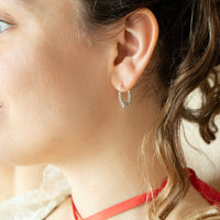 silver small crossaint hoops - seolgold