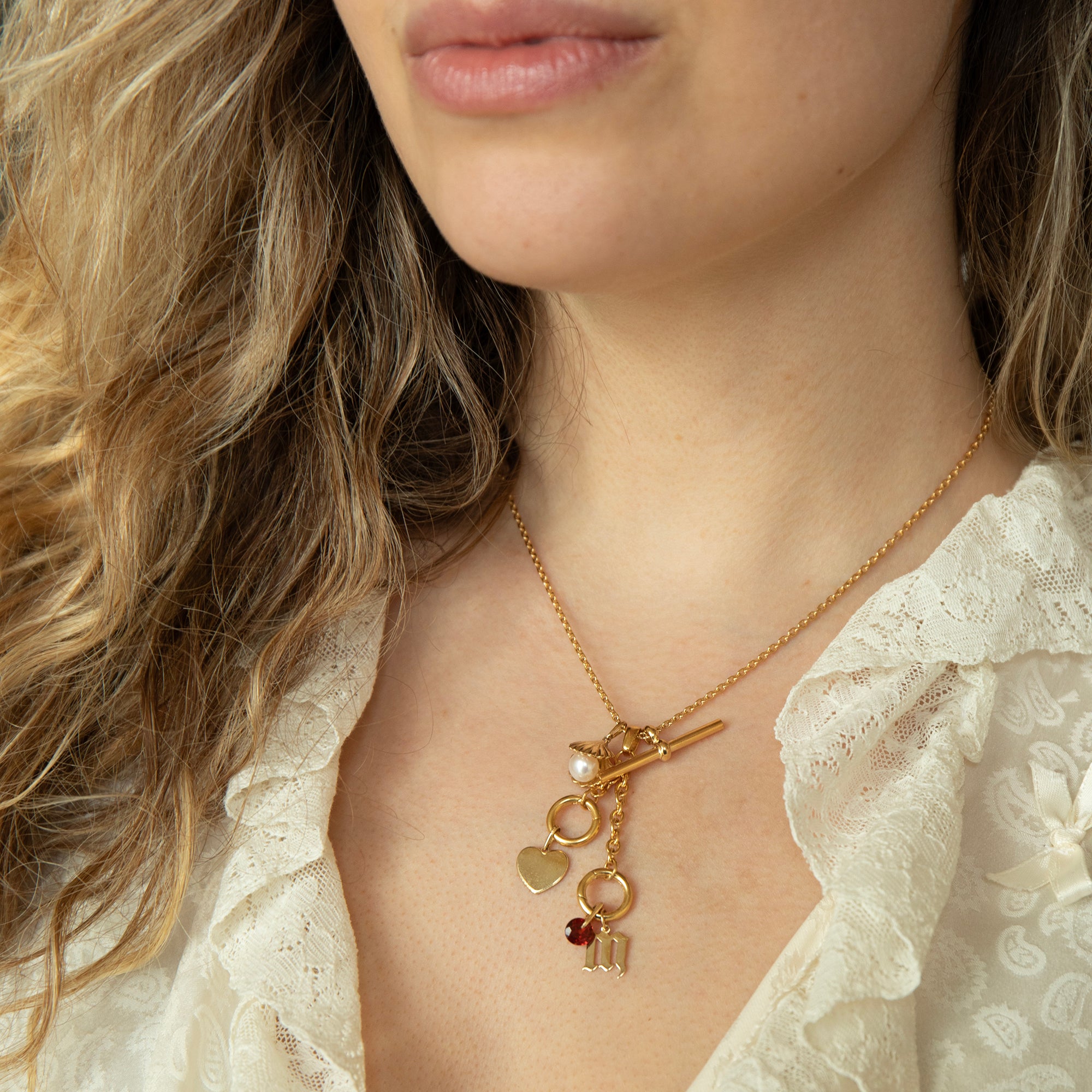 gold t-bar necklace - seolgold