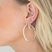 silver crossaint hoops - seolgold