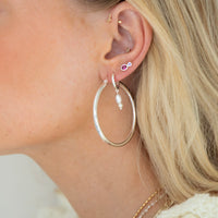 Sterling Silver Ruby Amethyst CZ Bezel Studs - Sterling Silver Double Pearl Hoop Earrings - seolgold