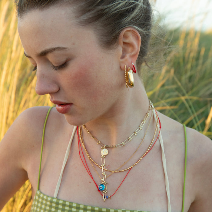 red cord chain necklace - seolgold