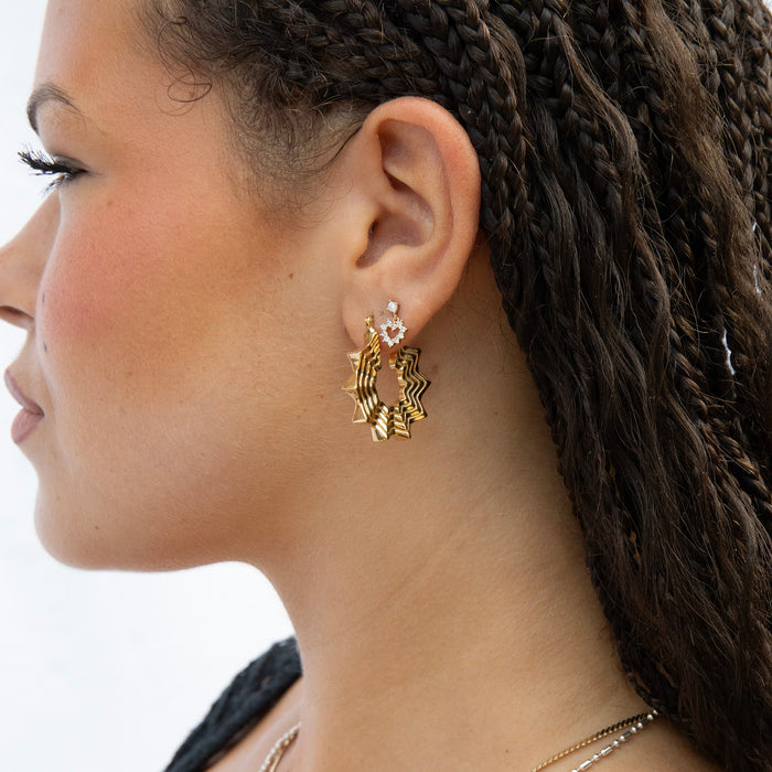 gold hoops - gold hoop earrings - gold web - spider earring - 18ct Gold Vermeil Spiderweb Hoops - Seol Gold