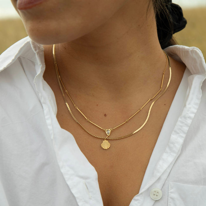 seol gold - gold cz link necklace