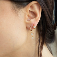 18ct Gold Plated Moon & North Star CZ Hoops - seolgold