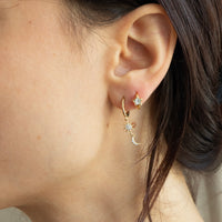 18ct Gold Plated Moon & North Star CZ Hoops - seolgold