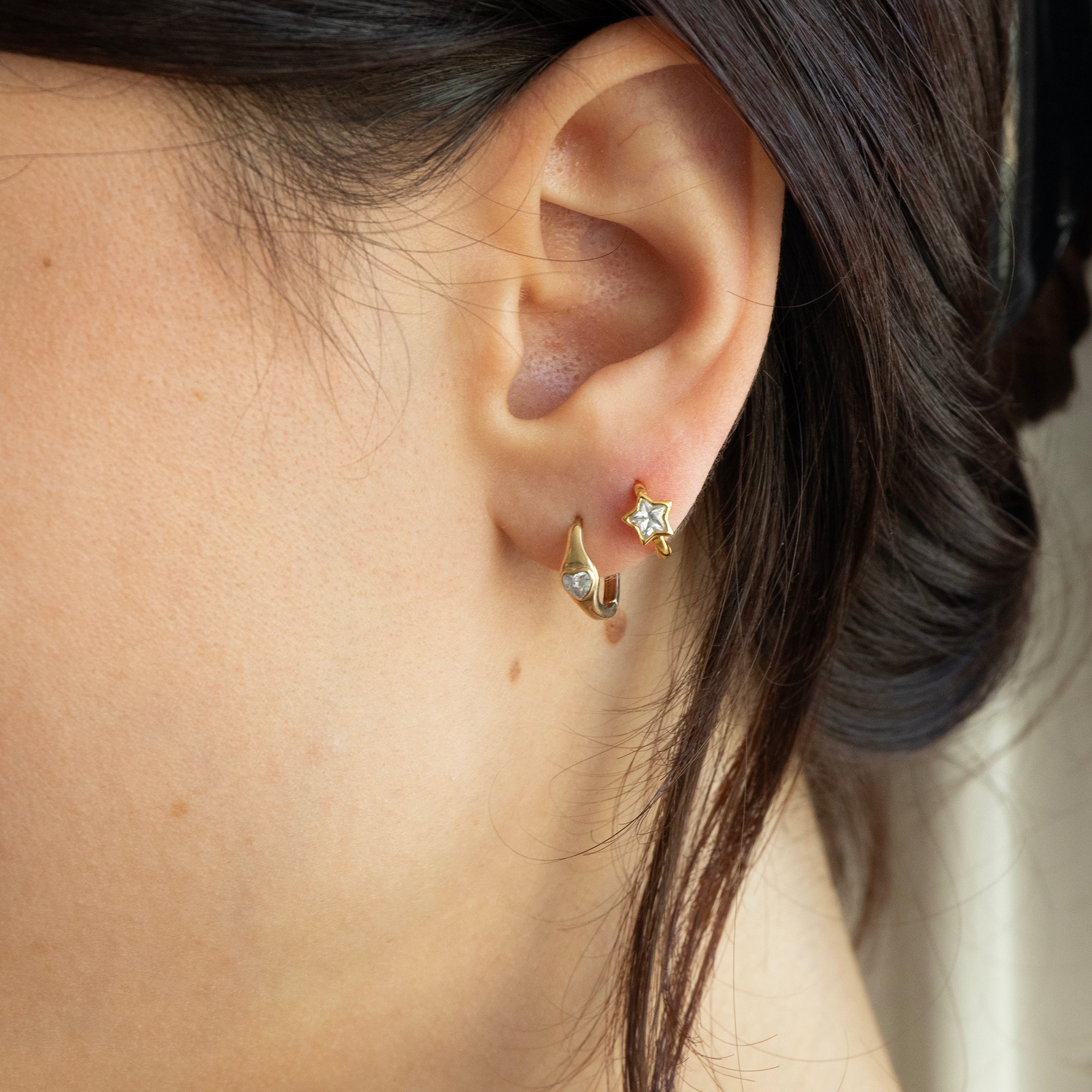 18ct Gold Vermeil Heart Bezel Hoop Earrings - seolgold