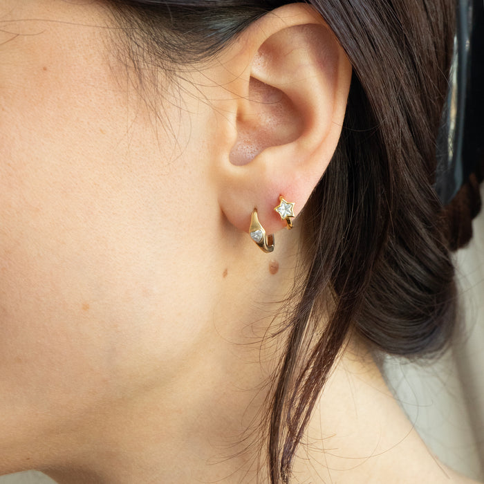 18ct Gold Vermeil Heart Bezel Hoop Earrings - seolgold