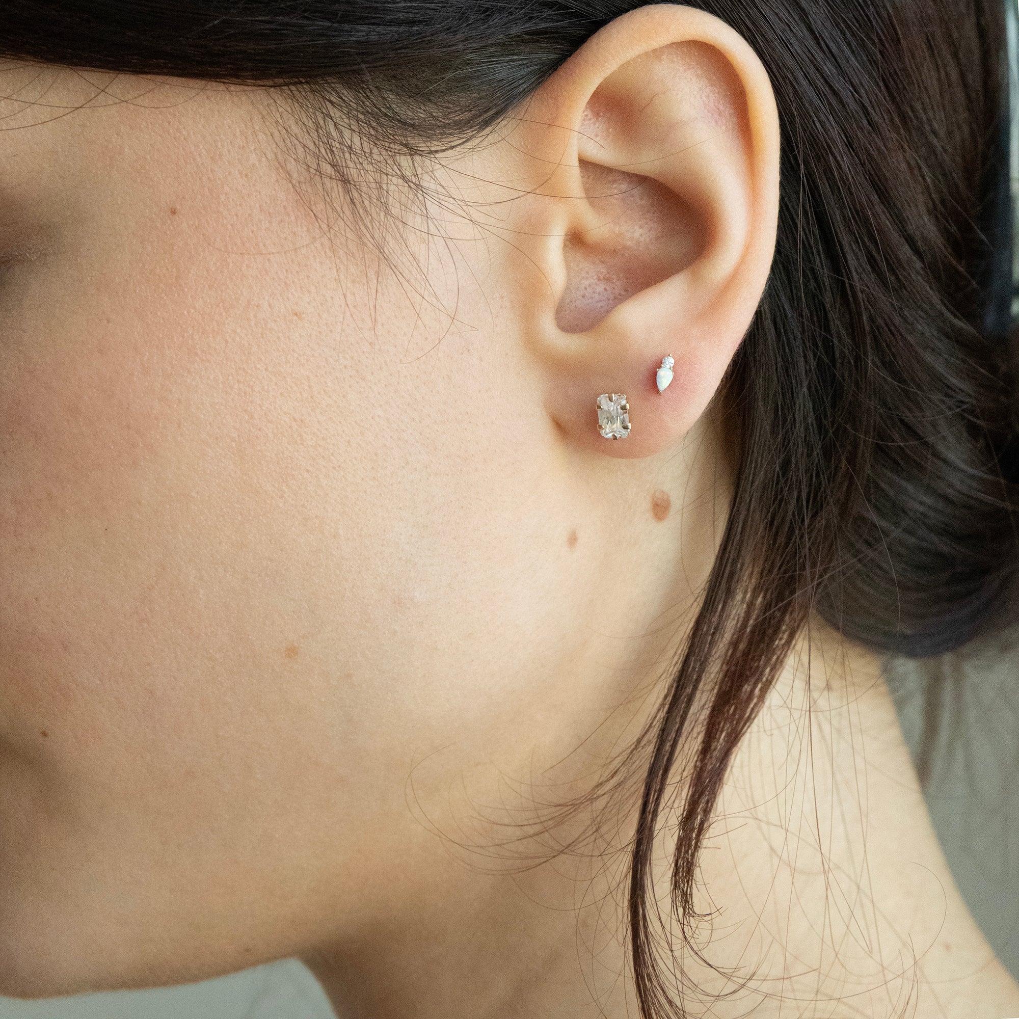 tiny solid gold stud earrings - dainty stud earrings - multiple piercings - seolgold