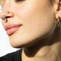 9ct Solid Gold - Baguette CZ Clicker Hoop - seolgold