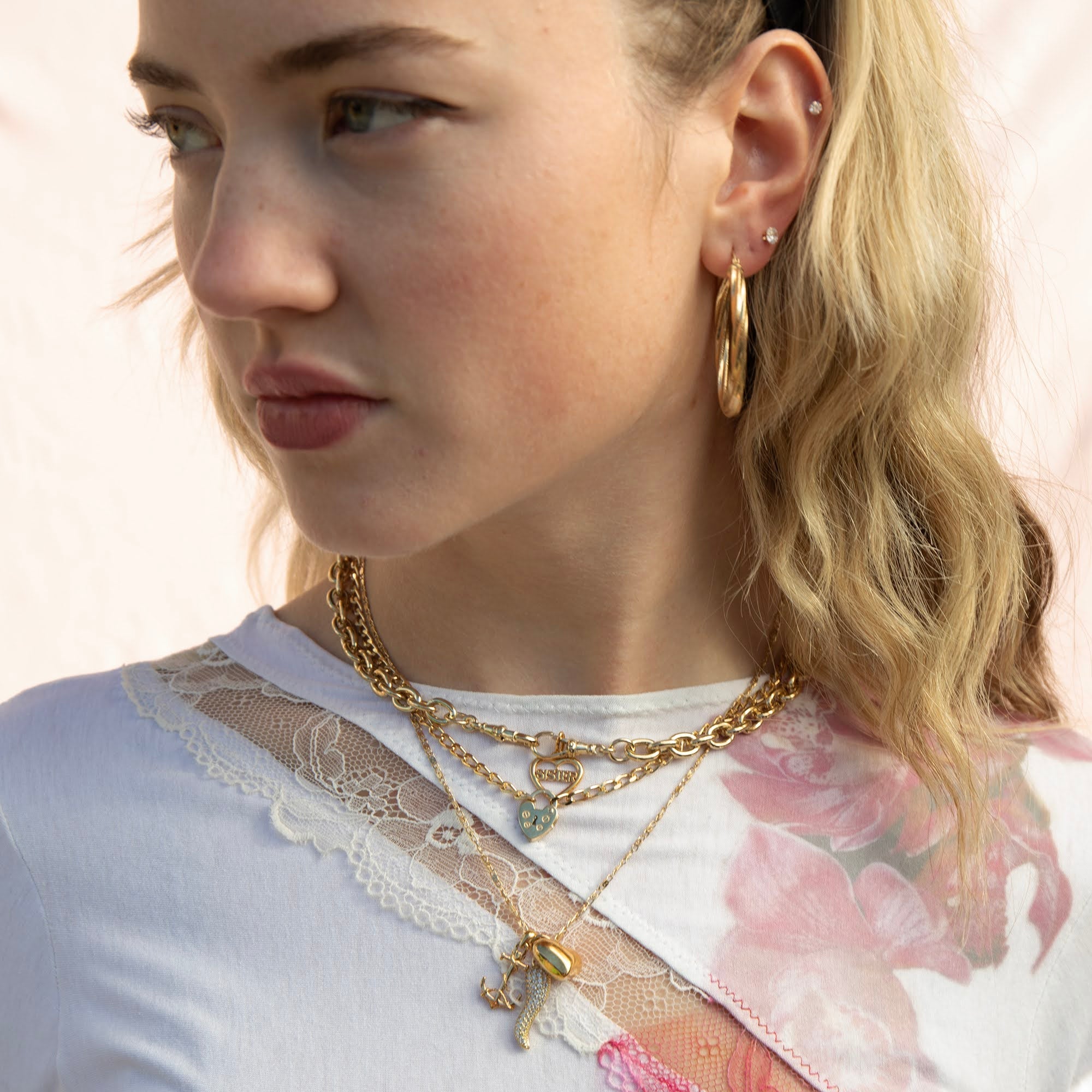 gold - heart lock necklace - seolgold