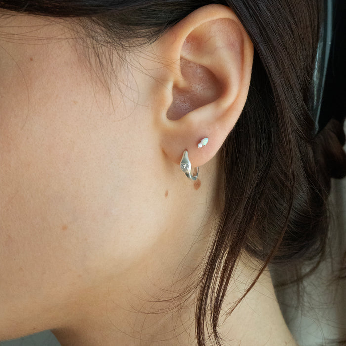 Sterling Silver Opal & CZ Flatback Earring - seolgold