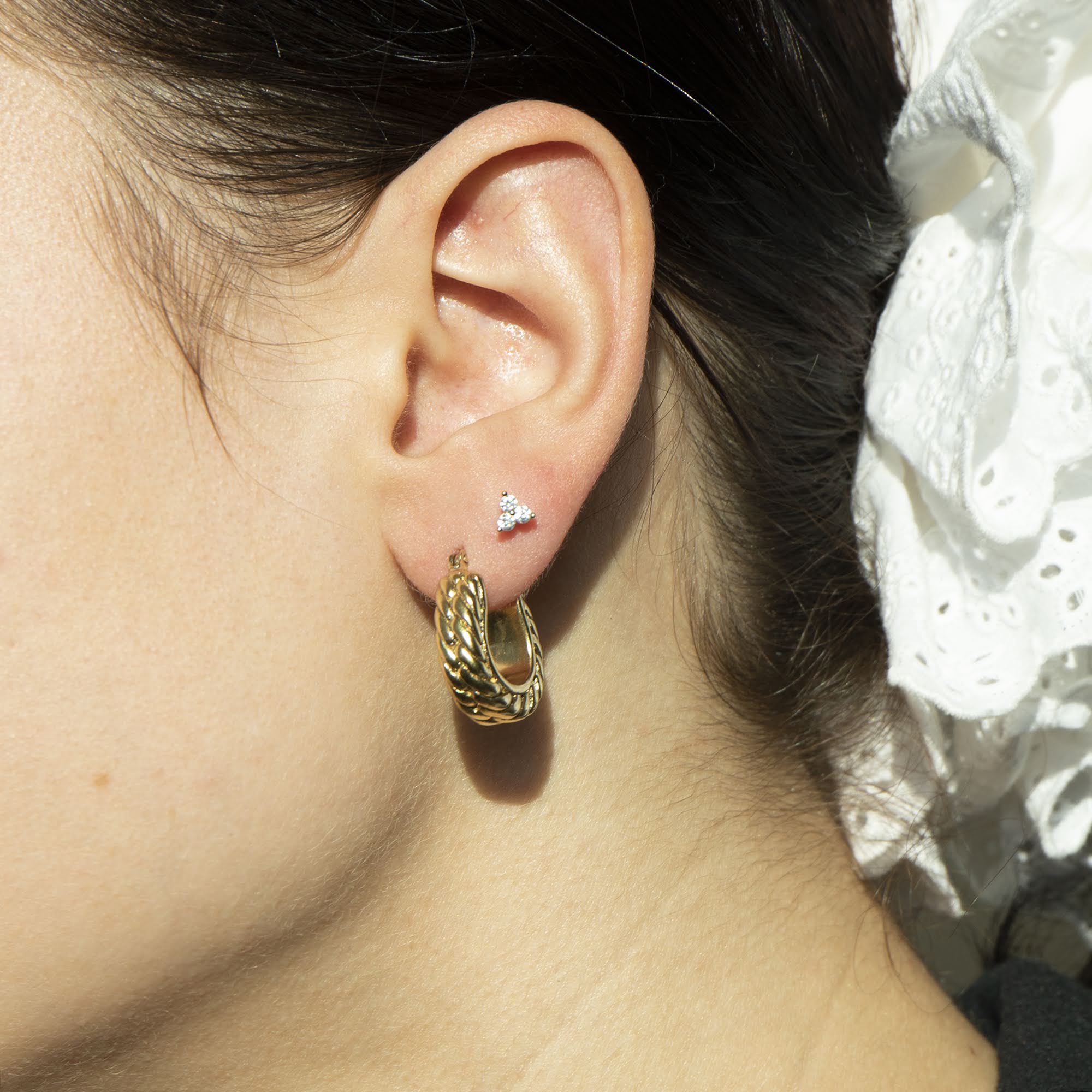 18ct Gold Vermeil Rope Creole Hoops