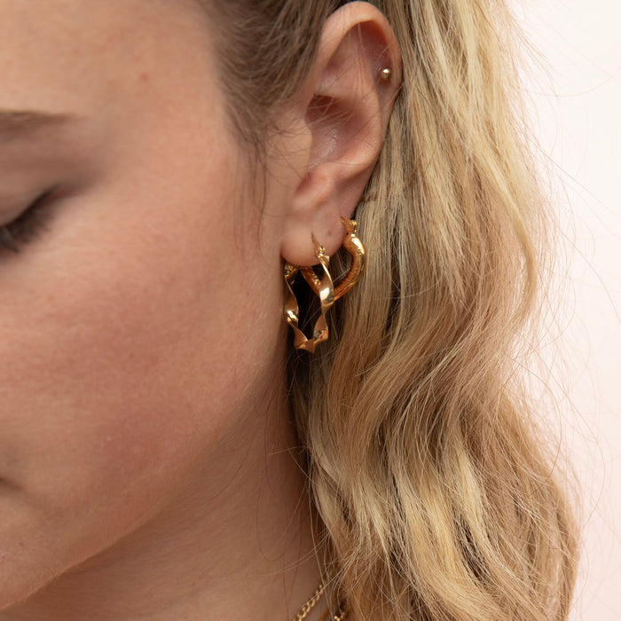 twist hoop - twist creole - gold hoop - gold twist earring - seol gold