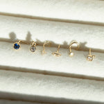 Gold Sapphire Nose Stud - seolgold