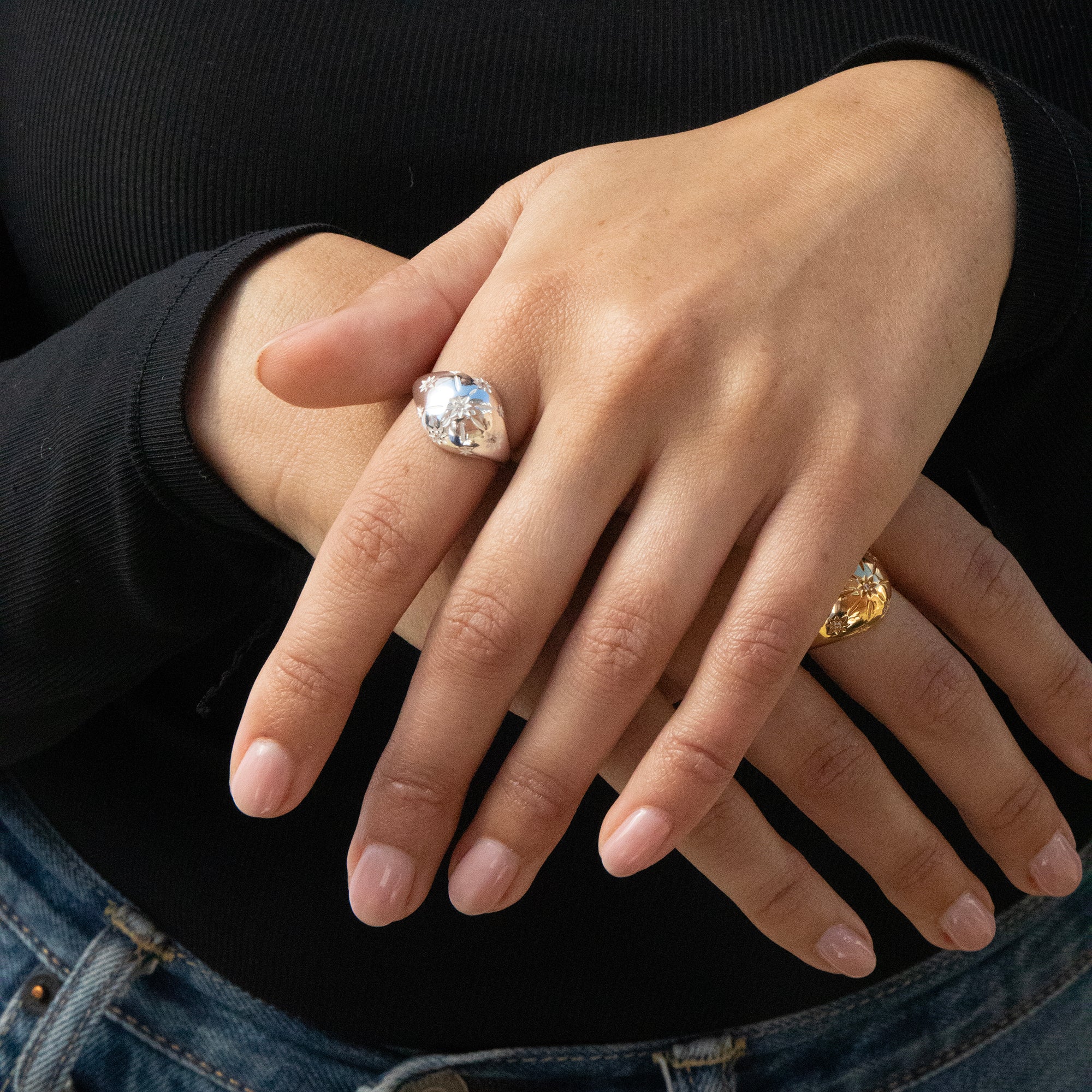 domed starry silver ring - seolgold