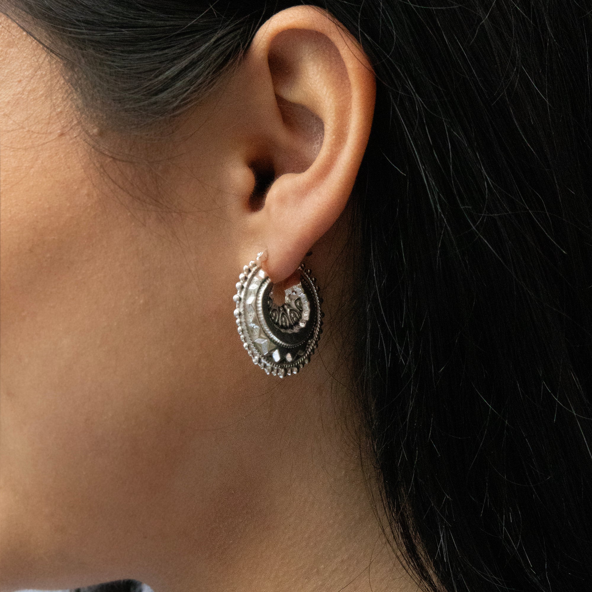 large bobble patterned hoop earrings - seolgold