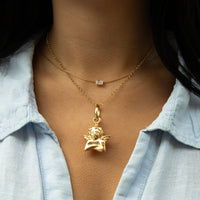 18ct Gold Plated XL Puffy Cherub Pendant - seolgold