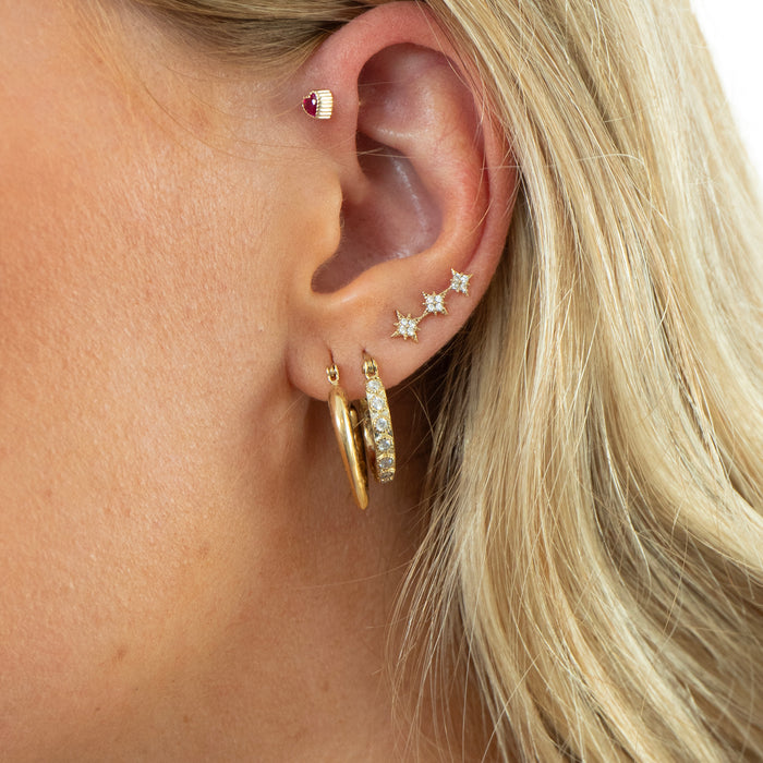 star climber studs - vintage gold creole hoops - seolgold