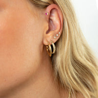gold heart - star climber earrings - gold scallop creole hoops - seolgold