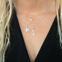 sliver starfish - silver bow - silver anchor pendant charm necklace  - seolgold