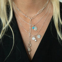 yin yang - evil eye - cherub - palm tree - chunky silver chain necklace - seol gold