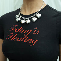 chunky silver chain - silver heart locket necklace - seolgold