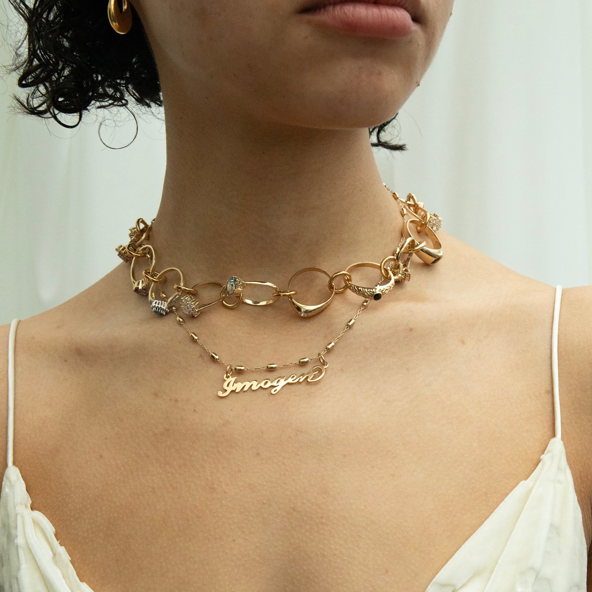 gold name plate necklace - seolgold