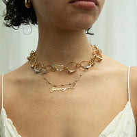 gold name plate necklace - seolgold