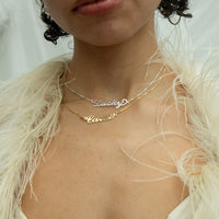 Gold - Sterling Silver - Script - Box Chain - custom Nameplate Necklace - seolgold