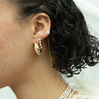 gold - pearl pull through - pearl earring - pearl earring - seol gold