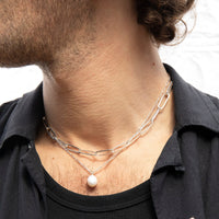 silver baroque pearl necklace - mens - seol gold