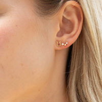 9ct Solid Gold CZ Climber Stud Earrings - seolgold