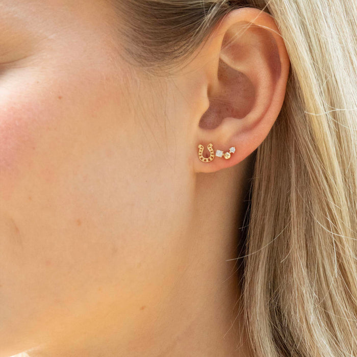dainty solid gold stud earrings - seolgold