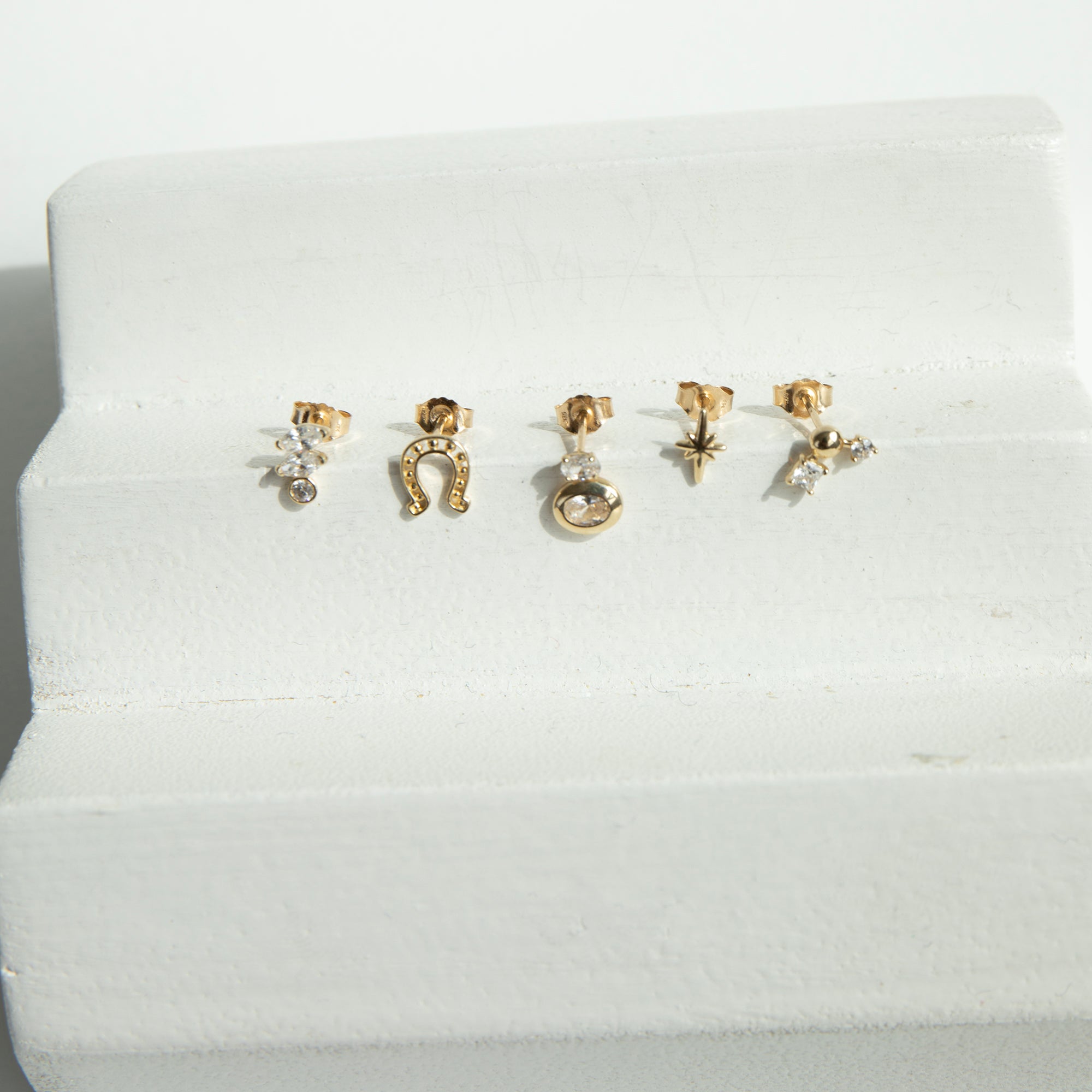 Set of gold earrings solid gold - seolgold