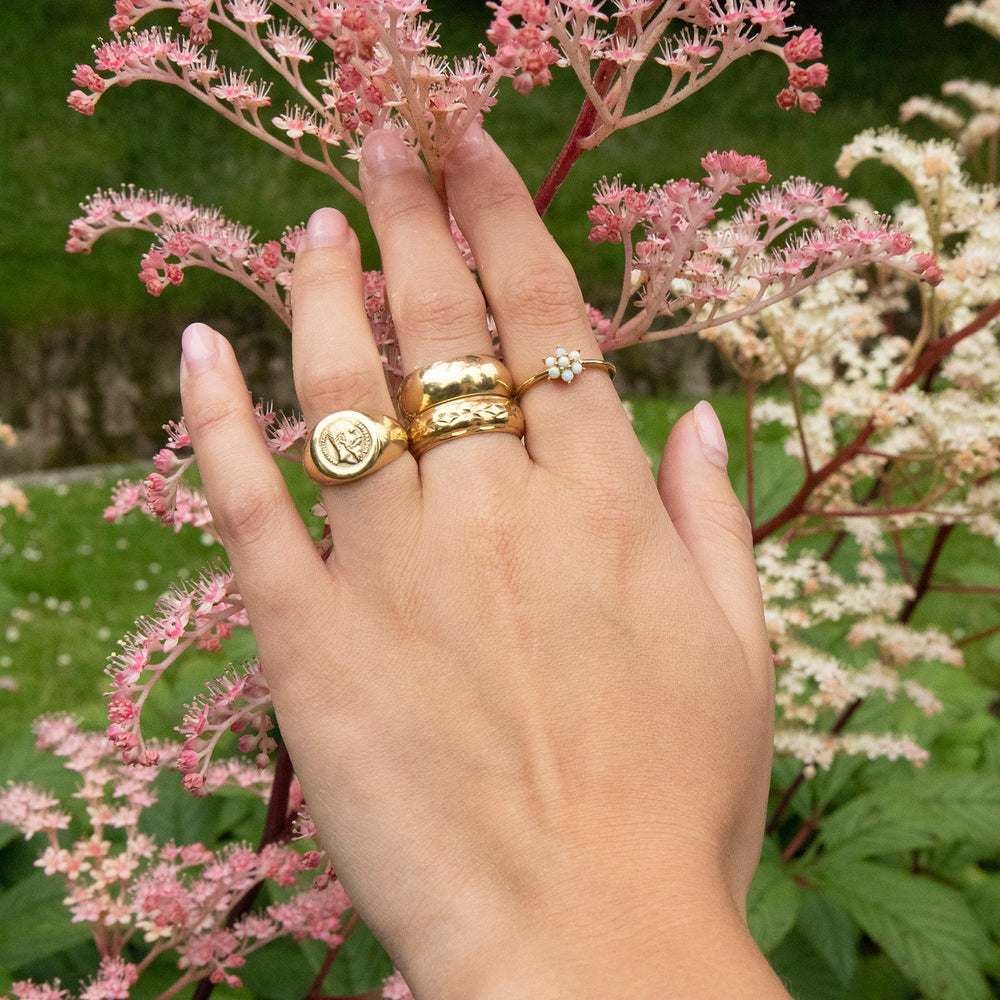 opal flower ring - seol gold