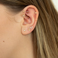 14ct solid gold - heart stud - flat back -labret - screw front - earring - seolgold