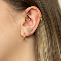 tiny emerald cartilage hoop - seolgold