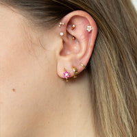 opal cartilage earring - ruby flower hoop - seolgold
