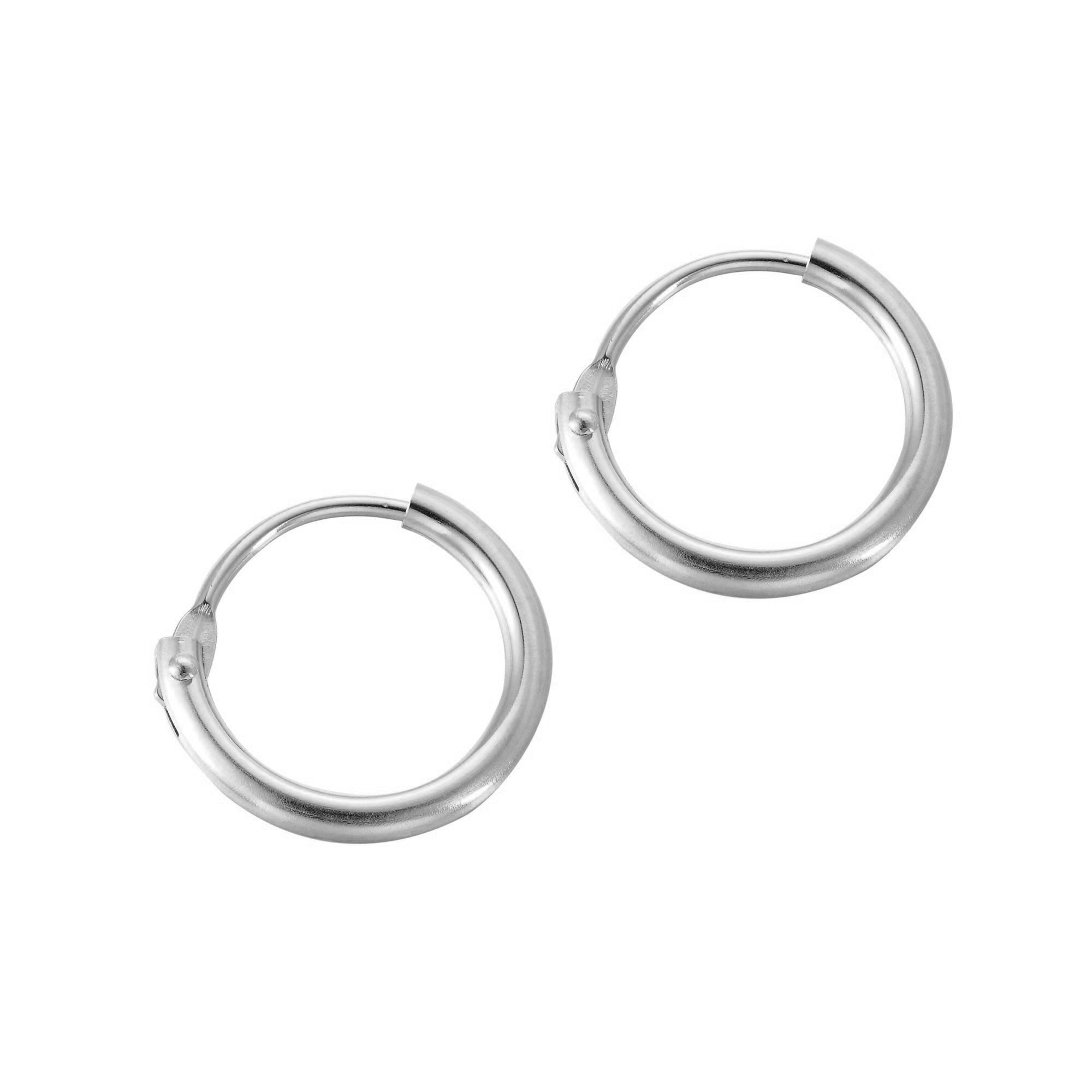 Solid White Gold Plain Hoops - seolgold