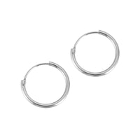 15mm 9ct Solid White Gold Plain Hoops - seolgold