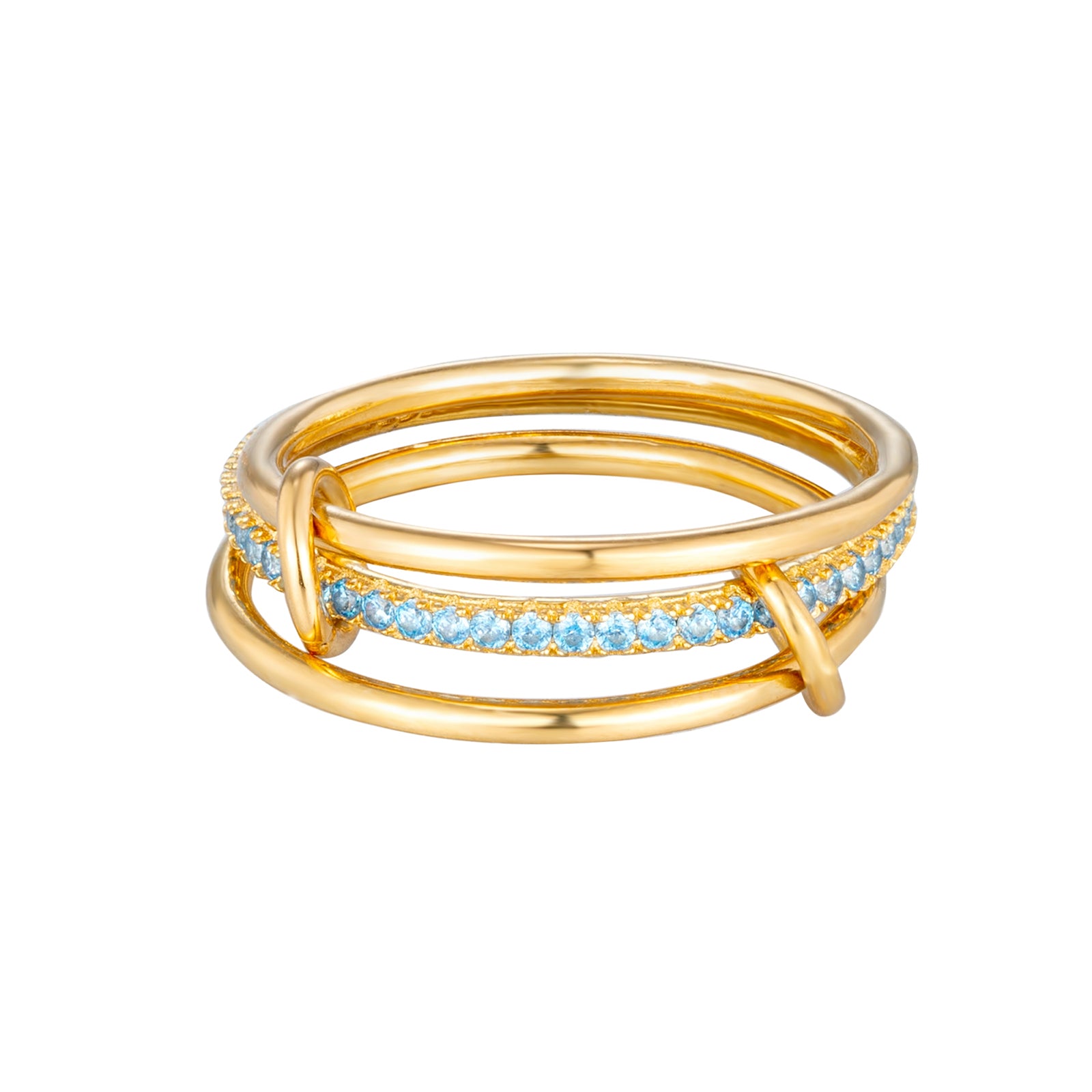 Gold ring with blue gemstones on a white background - seolgold