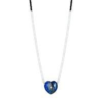 Sterling Silver Lapiz Lazuli Heart Bead Necklace - Seol Gold