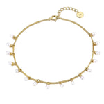 18ct Gold Vermeil Pearl Bead Charm Anklet