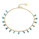 18ct Gold Vermeil Turquoise Charm Anklet