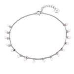 Sterling Silver Pearl Bead Charm Anklet