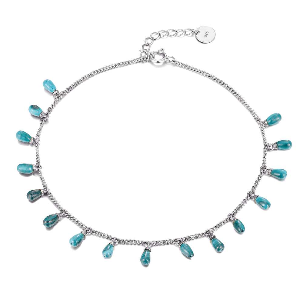 Sterling Silver Turquoise Charm Anklet