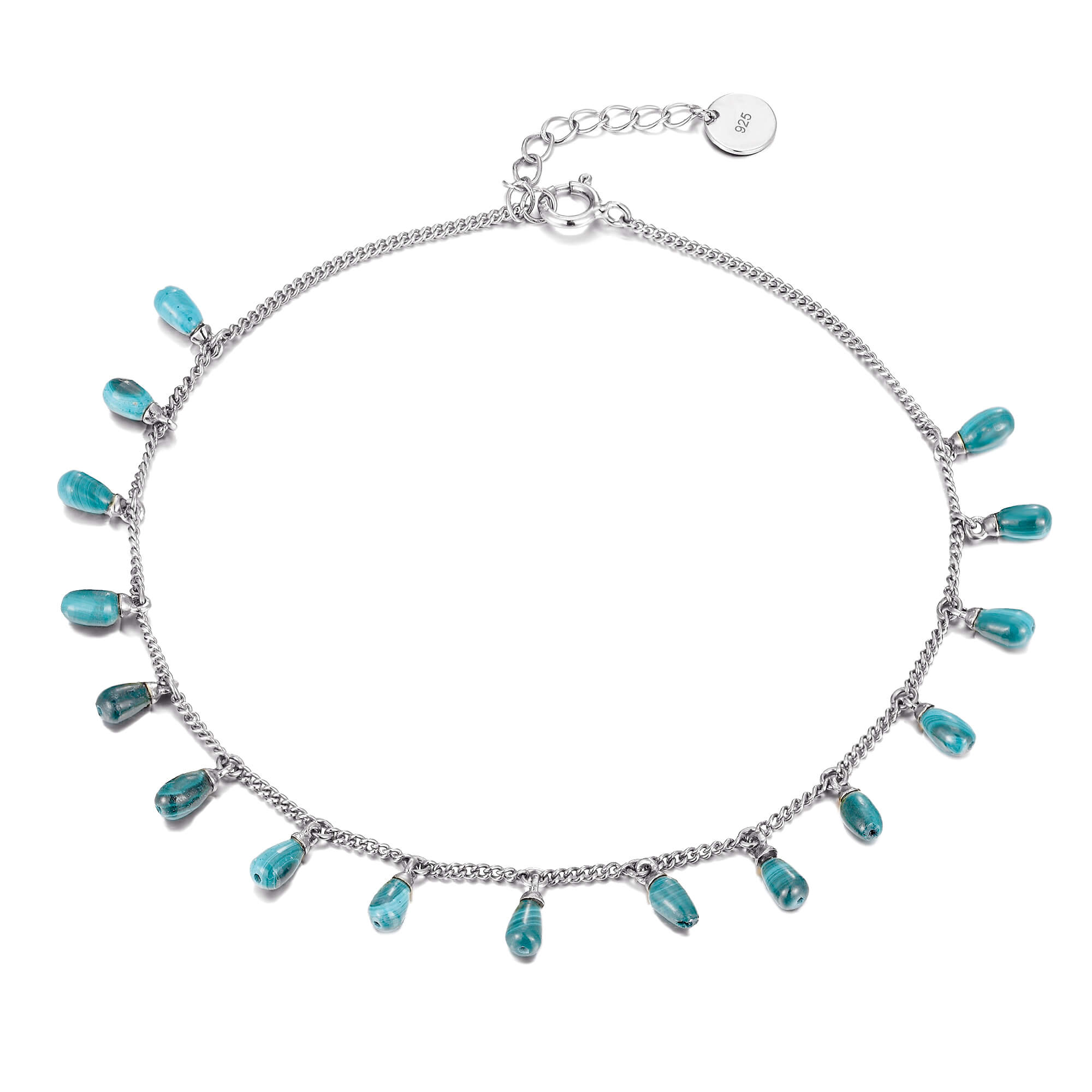 silver turquoise anklet - seolgold