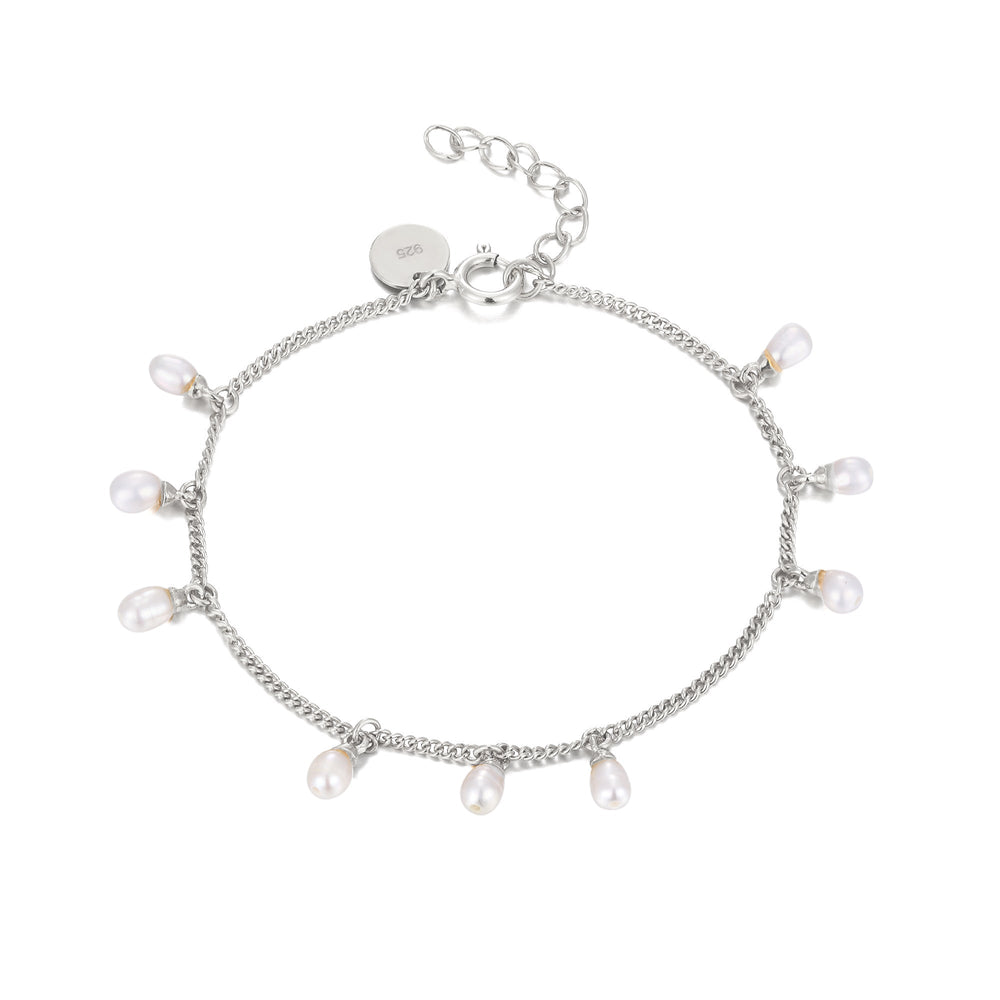 Sterling Silver Pearl Bead Charm Bracelet