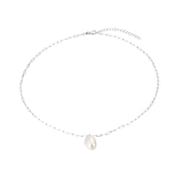 Silver Baroque Pearl Necklace - mens -seol gold