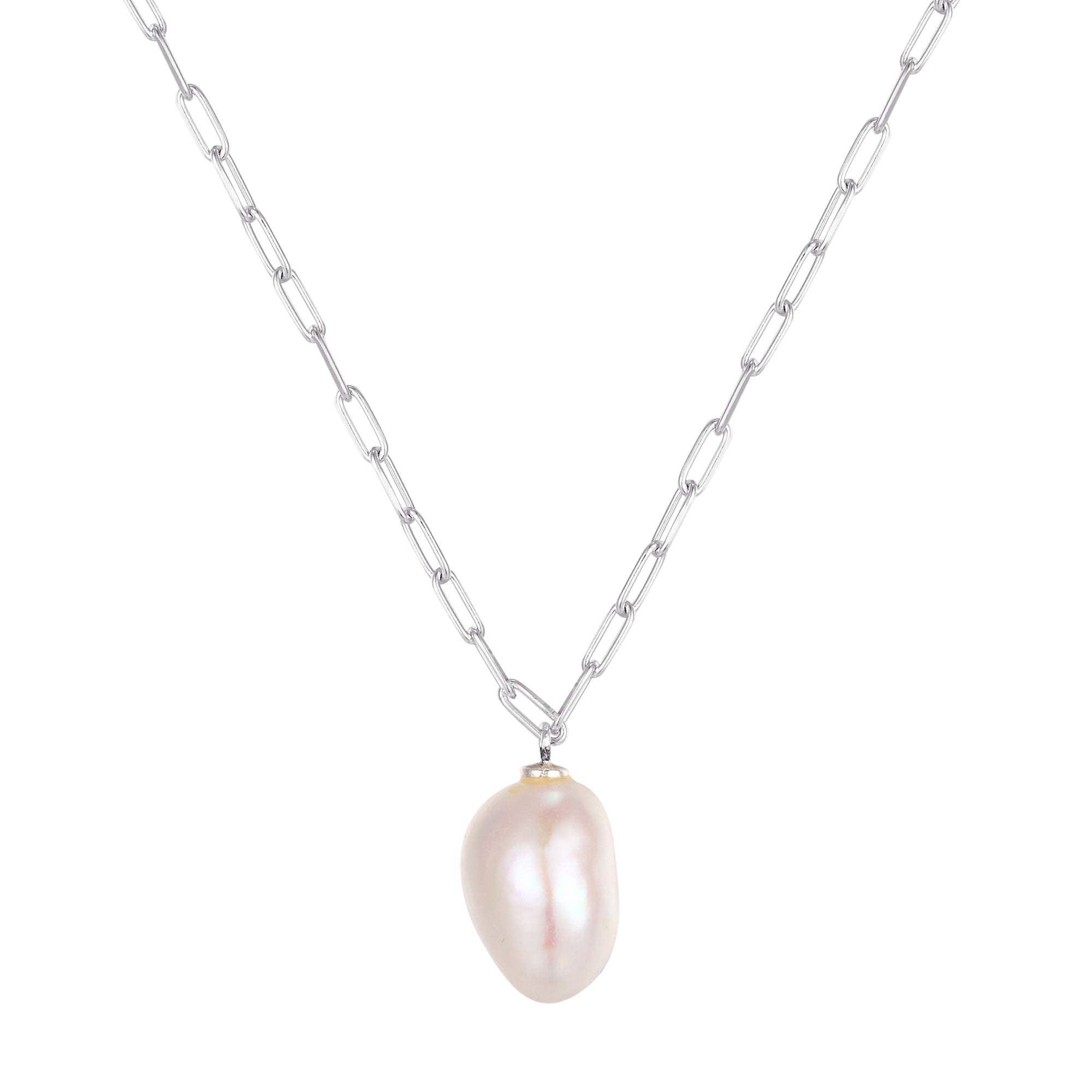 Silver Baroque Pearl Necklace - mens - seol gold